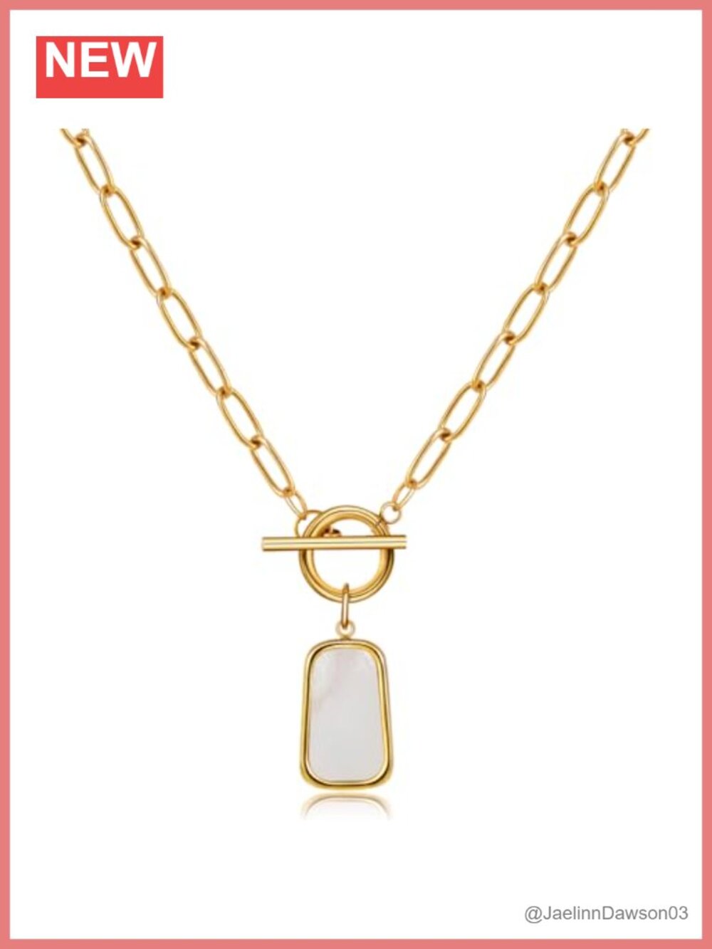 Natural Shell OT Clasp 18K Gold Plated Pendant Necklace for Women Titanium Steel
